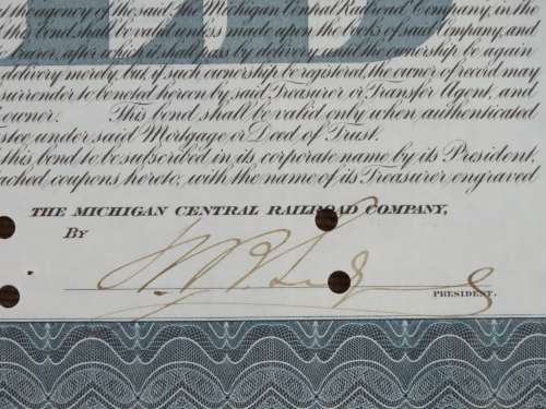 1902 The Michigan Central Railroad Company, $1000 Gold Bond Certificate 4427