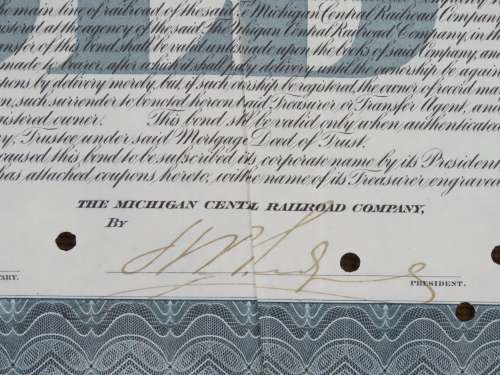 1902 The Michigan Central Railroad Company, $1000 Gold Bond Certificate 4525