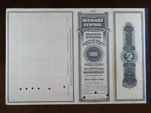 1902 The Michigan Central Railroad Company, $1000 Gold Bond Certificate 4446