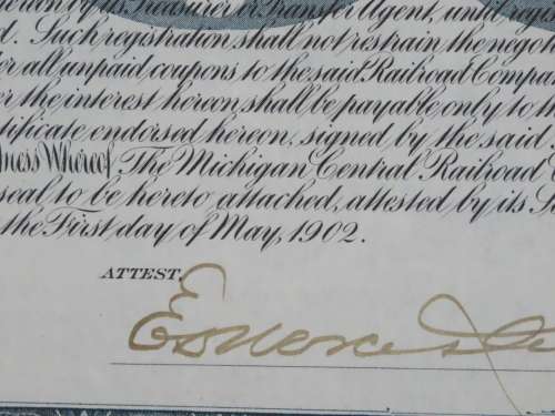 1902 The Michigan Central Railroad Company, $1000 Gold Bond Certificate 8079