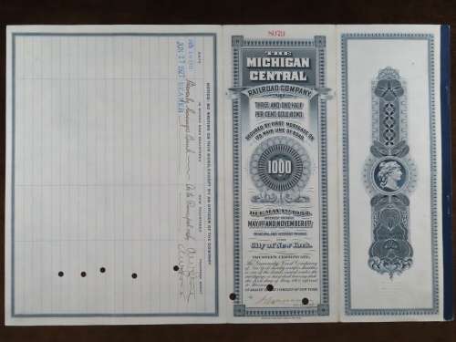 1902 The Michigan Central Railroad Company, $1000 Gold Bond Certificate 8079