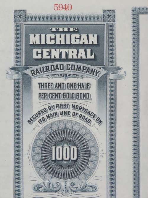 1902 The Michigan Central Railroad Company, $1000 Gold Bond Certificate 5940