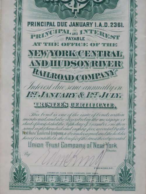 1885 West Shore Railroad Company, $1000 Bond Certificate 14142