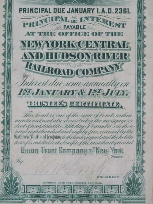 1885 West Shore Railroad Company, $1000 Bond Certificate 871