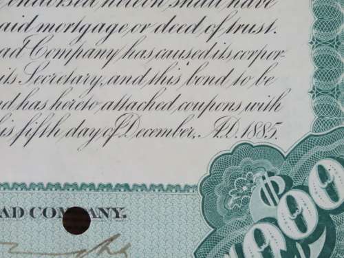 1885 West Shore Railroad Company, $1000 Bond Certificate 33544