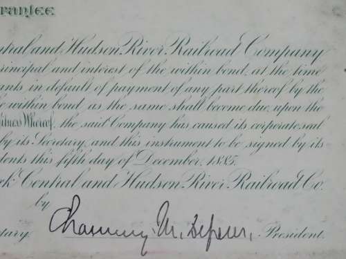 1885 West Shore Railroad Company, $1000 Bond Certificate 1603