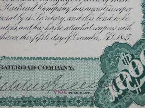 1885 West Shore Railroad Company, $1000 Bond Certificate 1603