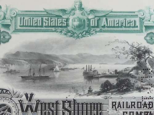 1885 West Shore Railroad Company, $1000 Bond Certificate 1603
