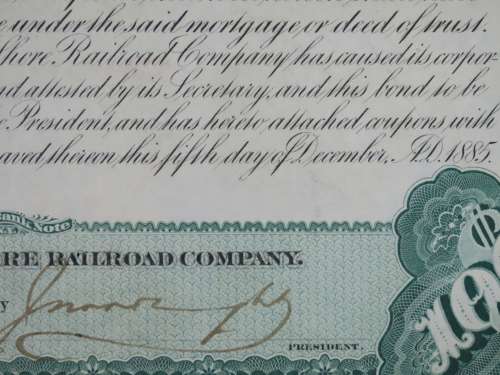 1885 West Shore Railroad Company, $1000 Bond Certificate 34700