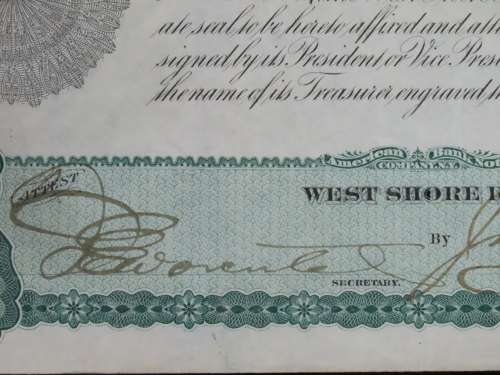 1885 West Shore Railroad Company, $1000 Bond Certificate 34700