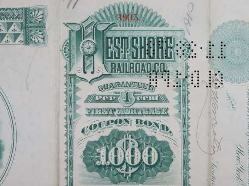 1885 West Shore Railroad Company, $1000 Bond Certificate 3905
