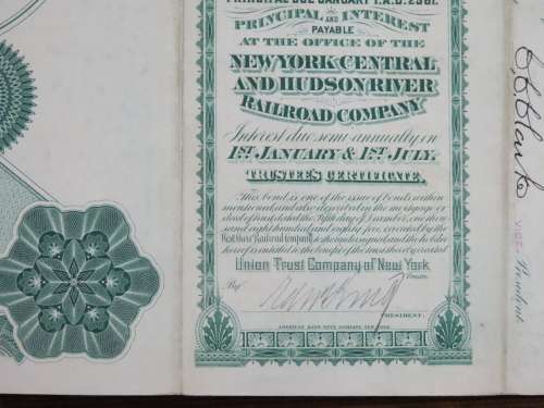 1885 West Shore Railroad Company, $1000 Bond Certificate 3905