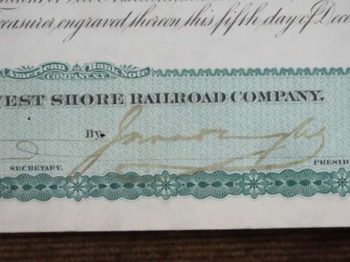 1885 West Shore Railroad Company, $1000 Bond Certificate 36629