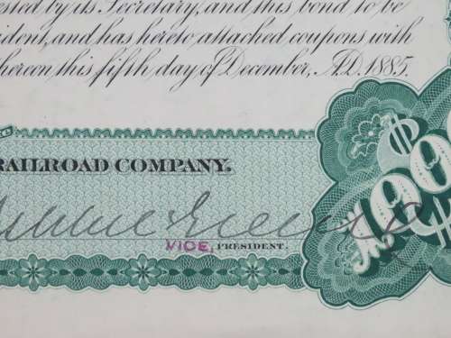 1885 West Shore Railroad Company, $1000 Bond Certificate 1604