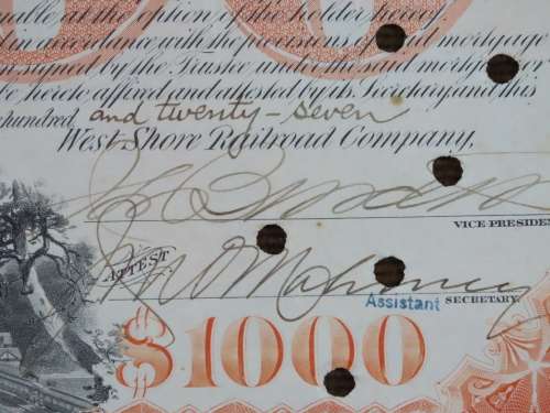 1927 West Shore Railroad Company, $1000 Bond Certificate M48630