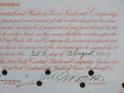 1927 West Shore Railroad Company, $1000 Bond Certificate M48630