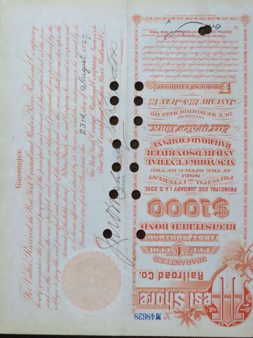 1927 West Shore Railroad Company, $1000 Bond Certificate M48628