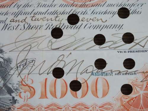 1927 West Shore Railroad Company, $1000 Bond Certificate M48628