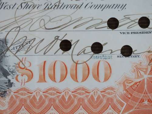 1927 West Shore Railroad Company, $1000 Bond Certificate M48627
