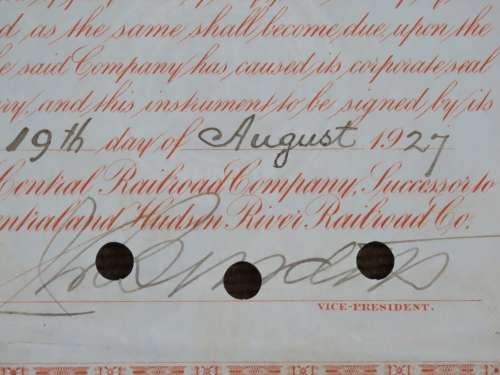 1927 West Shore Railroad Company, $1000 Bond Certificate M48627