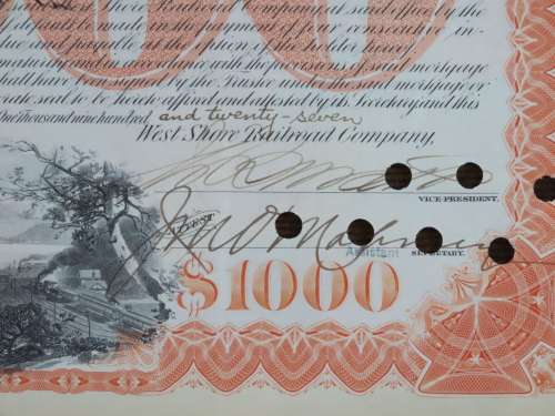 1927 West Shore Railroad Company, $1000 Bond Certificate M48626