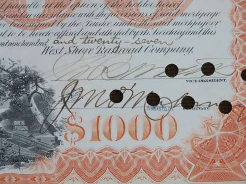 1927 West Shore Railroad Company, $1000 Bond Certificate M48625