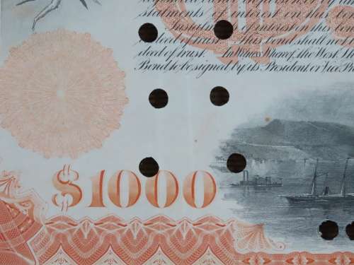 1927 West Shore Railroad Company, $1000 Bond Certificate M48625