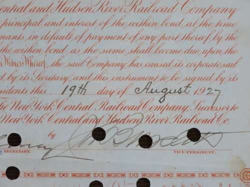1927 West Shore Railroad Company, $1000 Bond Certificate M48625