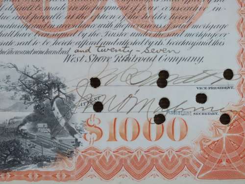 1927 West Shore Railroad Company, $1000 Bond Certificate M48624