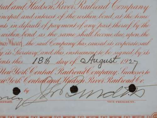 1927 West Shore Railroad Company, $1000 Bond Certificate M48623