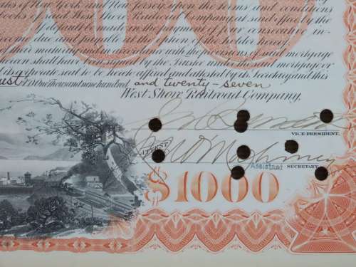 1927 West Shore Railroad Company, $1000 Bond Certificate M48622