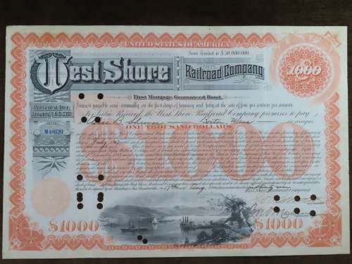 1927 West Shore Railroad Company, $1000 Bond Certificate M48620