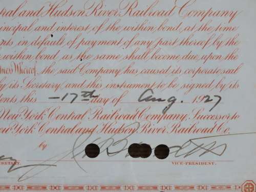 1927 West Shore Railroad Company, $1000 Bond Certificate M48620