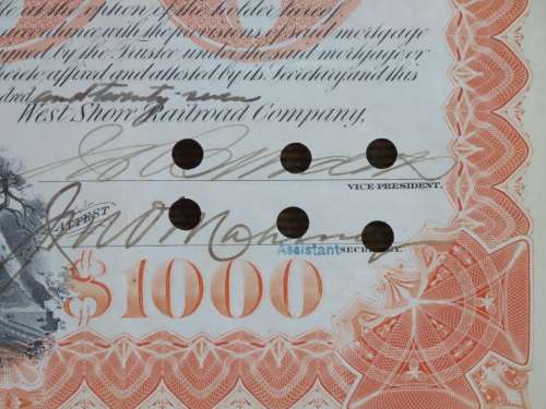 1927 West Shore Railroad Company, $1000 Bond Certificate M48620