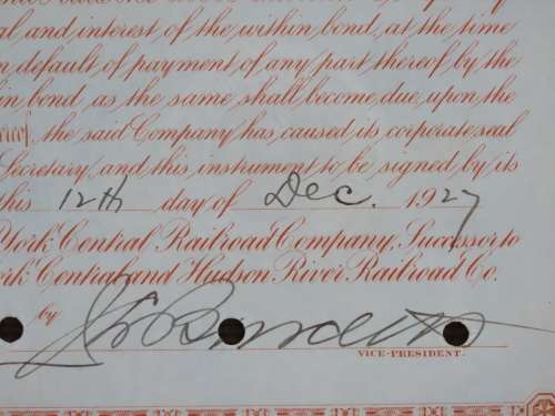 1927 West Shore Railroad Company, $1000 Bond Certificate M48875