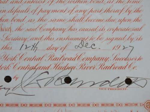 1927 West Shore Railroad Company, $1000 Bond Certificate M48873