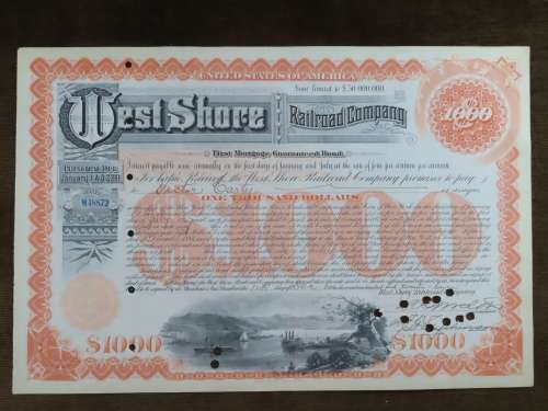 1927 West Shore Railroad Company, $1000 Bond Certificate M48872