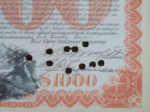 1927 West Shore Railroad Company, $1000 Bond Certificate M48871