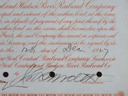 1927 West Shore Railroad Company, $1000 Bond Certificate M48871