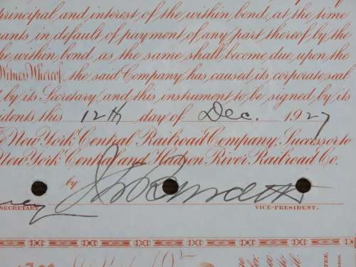 1927 West Shore Railroad Company, $1000 Bond Certificate M48870