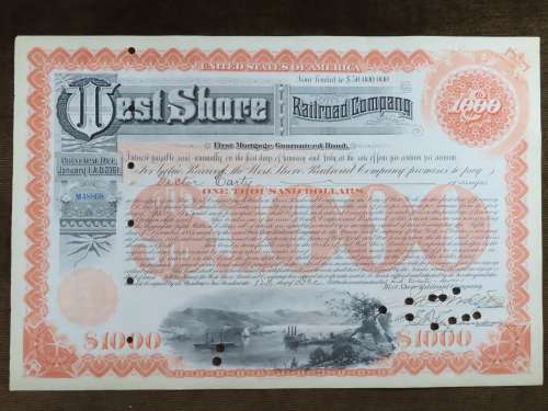 1927 West Shore Railroad Company, $1000 Bond Certificate M48868
