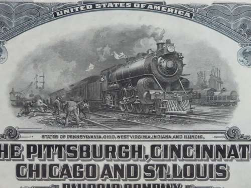 1920 Pittsburgh Cincinnati Chicago St Louis Railroad Company, $1000 Gold Bond Certificate 13064