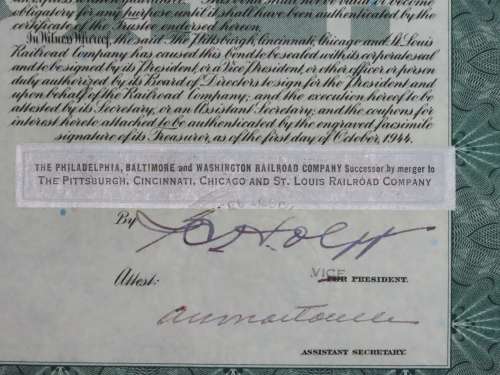 1944 Pittsburgh Cincinnati Chicago StLouis Railroad, $1000 Bond Certificate 20004