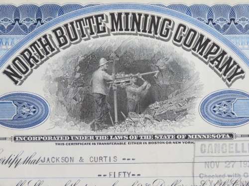 1929 North Butte Mining Company, Stock Certificate, 50 Shares , F9862