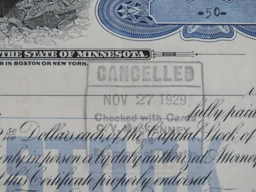 1929 North Butte Mining Company, Stock Certificate, 50 Shares , F9862