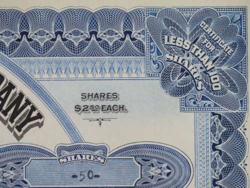 1929 North Butte Mining Company, Stock Certificate, 50 Shares , F9862