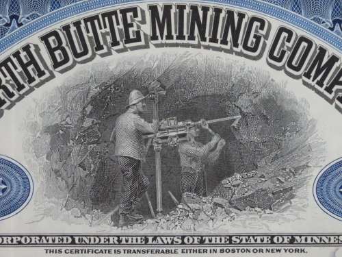 1929 North Butte Mining Company, Stock Certificate, 4 Shares , F8696