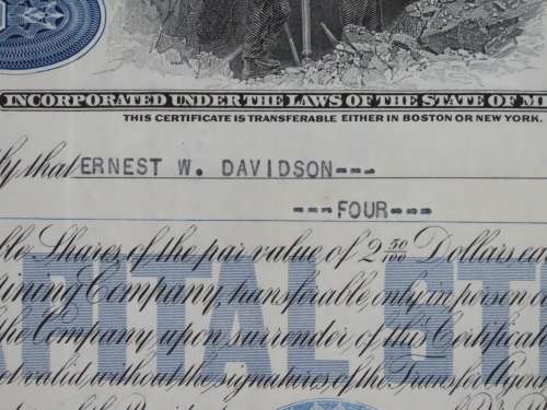 1929 North Butte Mining Company, Stock Certificate, 4 Shares , F8696