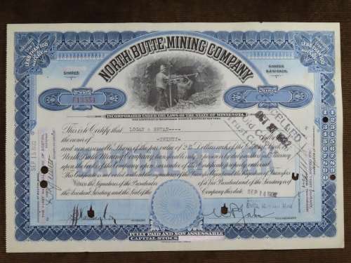 1932 North Butte Mining Company, Stock Certificate, 20 Shares , F13554