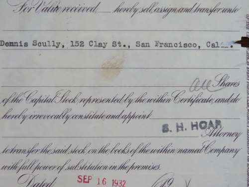 1932 North Butte Mining Company, Stock Certificate, 20 Shares , F13554